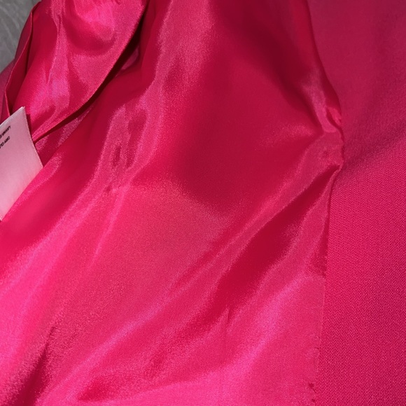 Kasper Hot Pink Stretch Crepe Open Front Roll Sleeve Lined Jacket - Picture 12 of 14